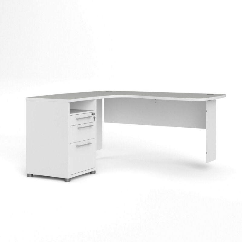 foto del prodotto dmora scrivania sidonie, scrittoio multiuso, tavolo per ufficio porta pc, piano di lavoro, 159x150 h75 cm, bianco
