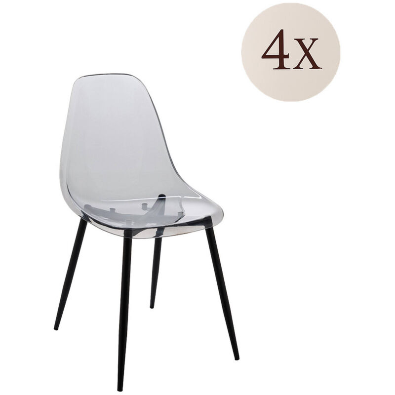 foto del prodotto dmora set di 4 sedie amstrong, poltrona in pet, sedia da pranzo ergonomica, seduta per riunioni, 53x46h81 cm, fum 