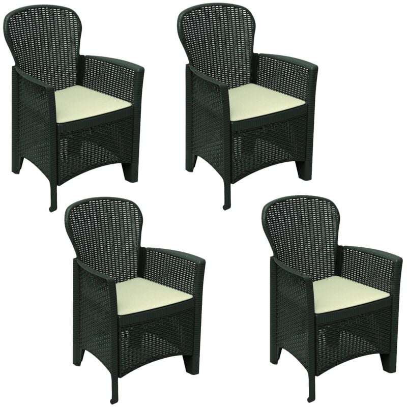 foto del prodotto dmora set di 4 sedie da esterno como, seduta da giardino, per indoor o outdoor, con braccioli, made in italy, 59x57 h86 cm, antracite