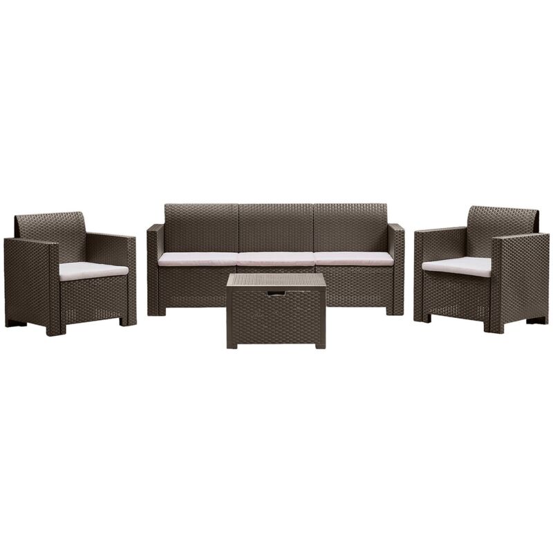 foto del prodotto dmora set salotto da esterno admiral, salottino outdoor, set da balcone o giardino, composizione soggiorno per esterni, made in italy, tortora