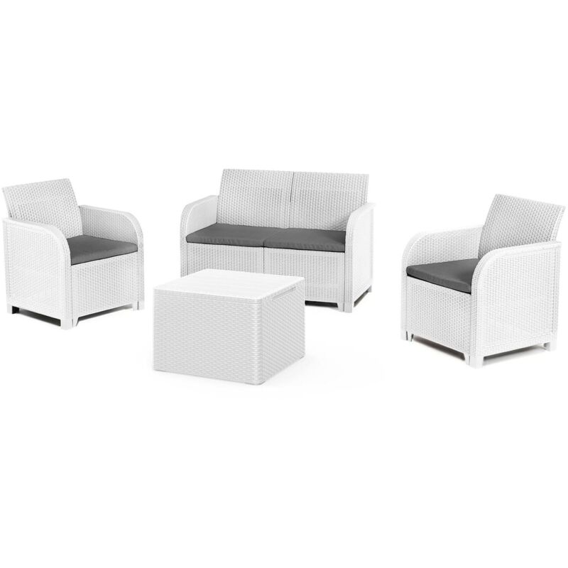 foto del prodotto dmora set salotto da esterno barrhead, salottino outdoor, set da balcone o giardino, composizione soggiorno per esterni, 113x65 h74 cm, bianco
