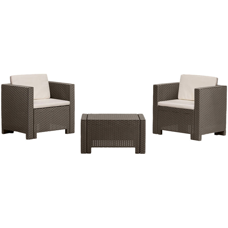 foto del prodotto dmora set salotto da esterno camini, salottino outdoor, set da balcone o giardino, composizione soggiorno per esterni, made in italy, marrone