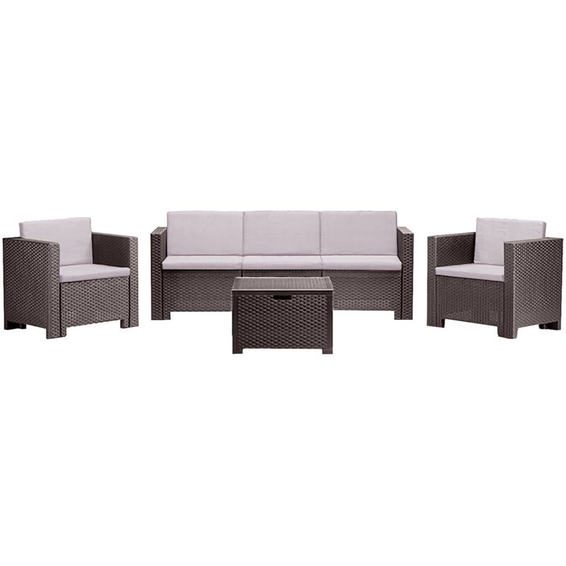 foto del prodotto dmora set salotto da esterno cerere, salottino outdoor, set da balcone o giardino, composizione soggiorno per esterni, made in italy, marrone