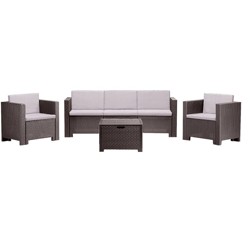 foto del prodotto dmora set salotto da esterno cerere, salottino outdoor, set da balcone o giardino, composizione soggiorno per esterni, made in italy, marrone