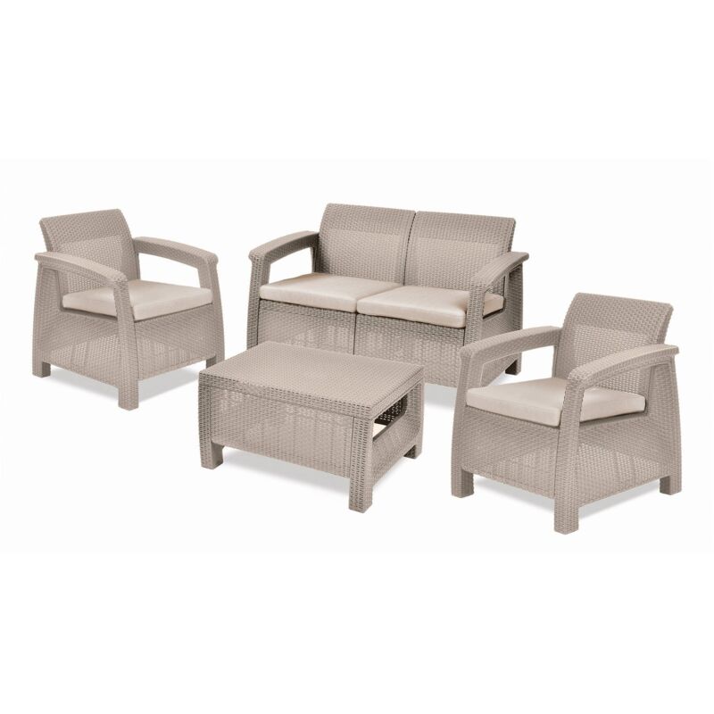 foto del prodotto dmora set salotto da esterno nelson, salottino outdoor, set da balcone o giardino, composizione soggiorno per esterni, 128x70 h79 cm, beige