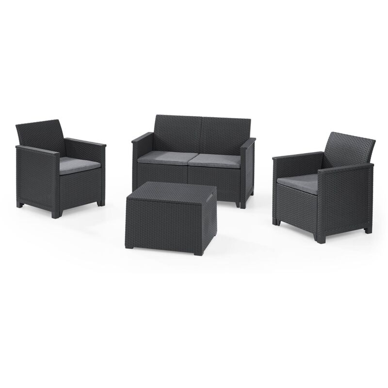 foto del prodotto dmora set salotto da esterno orillia, salottino outdoor, set da balcone o giardino, composizione soggiorno per esterni, 113x65 h74 cm, antracite