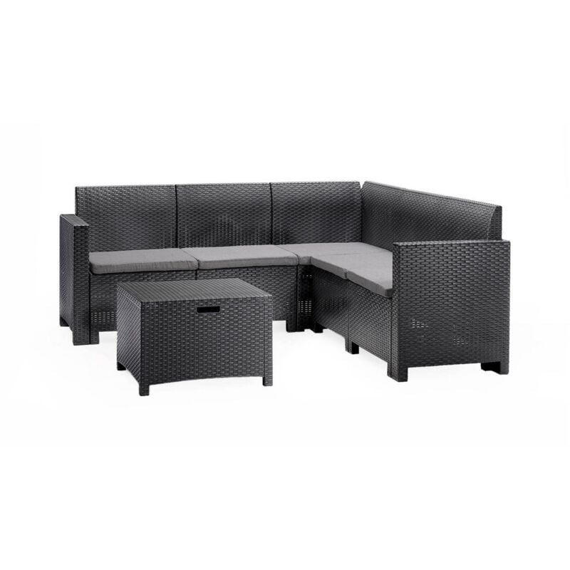 foto del prodotto dmora set salotto da esterno somnus, salottino outdoor, set da balcone o giardino, composizione soggiorno per esterni, made in italy, antracite