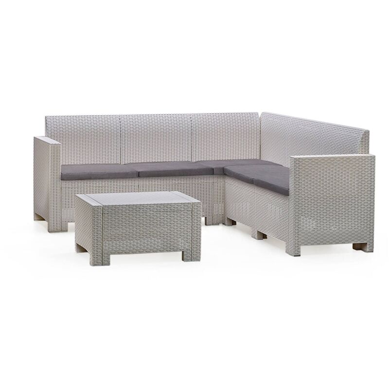 foto del prodotto dmora set salotto da esterno somnus, salottino outdoor, set da balcone o giardino, composizione soggiorno per esterni, made in italy, bianco