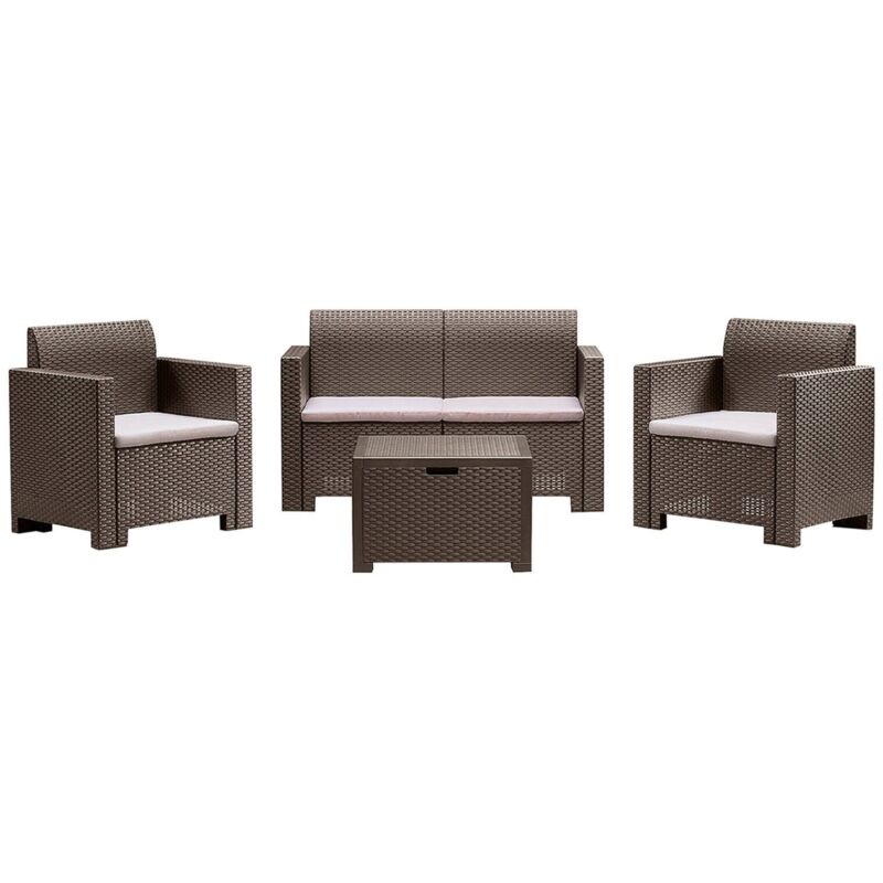 foto del prodotto dmora - set salotto da esterno venere, salottino outdoor, set da balcone o giardino, composizione soggiorno per esterni, made in italy, tortora