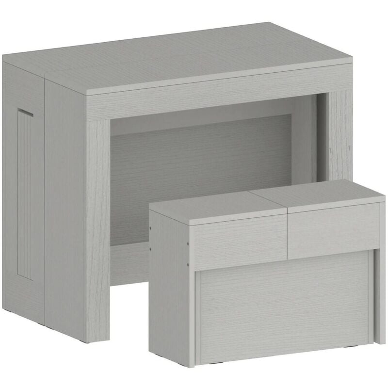 foto del prodotto dmora set tavolo e sedie crispin, composizione multiuso, set con consolle e 1 panca allungabili, 100 made in italy, 66x25h45 cm, bianco, con