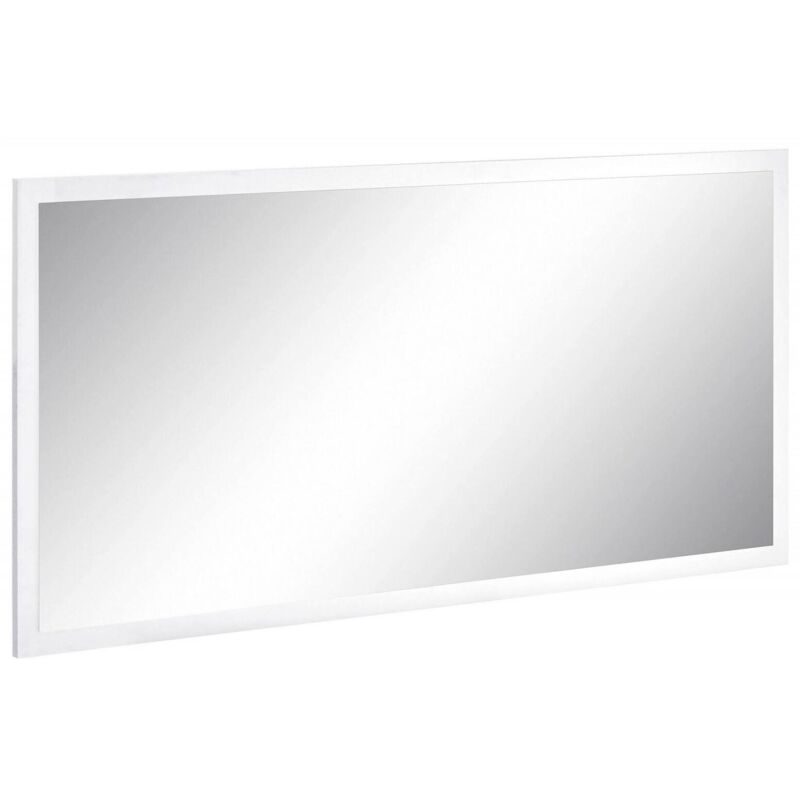 foto del prodotto dmora specchiera da parete con cornice, made in italy, specchio da bagno, cm 120x2h60, colore bianco lucido, con imballo rinforzato