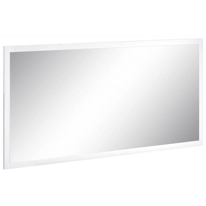 foto del prodotto dmora specchiera da parete con cornice, made in italy, specchio da bagno, cm 120x2h60, colore bianco lucido, con imballo rinforzato