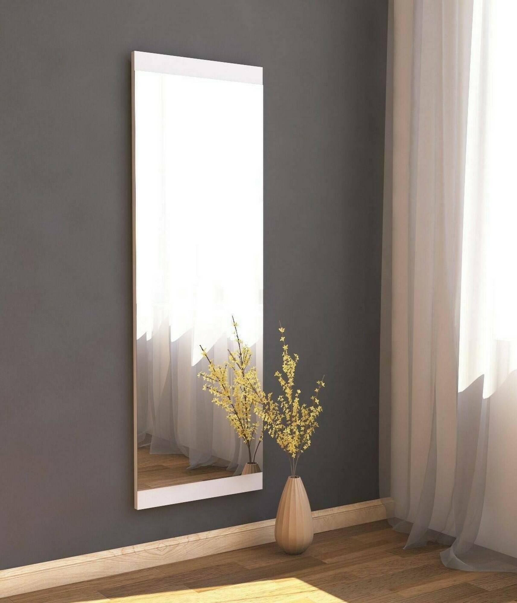 foto del prodotto dmora specchio acamar, specchiera, articolo d arredo a muro, decorazione con specchio, 40x2h120 cm, bianco, con imballo rinforzato, con imballo
