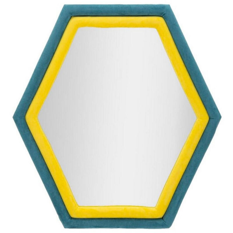 foto del prodotto dmora specchio balla, specchiera, articolo d arredo a muro, decorazione con specchio, 75x4 h80 cm, blu e giallo