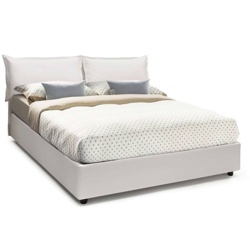 foto del prodotto dmora talamo italia letto matrimoniale lucrezia, letto contenitore con rivestimento in ecopelle, 100 made in italy, apertura frontale, adatto per