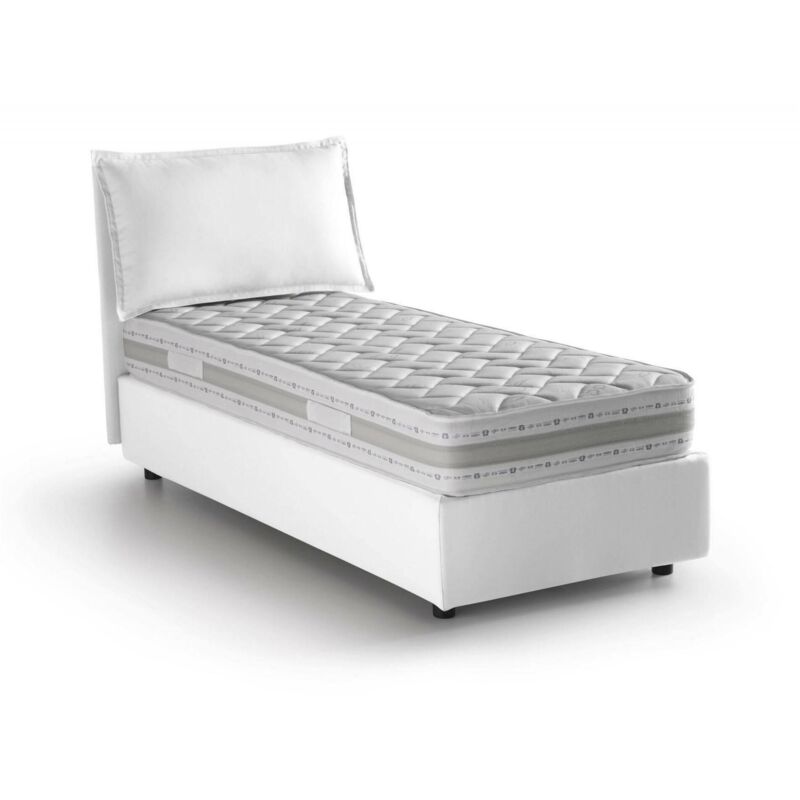 foto del prodotto dmora talamo italia letto singolo carla, letto contenitore con rivestimento in tessuto, 100 made in italy, apertura frontale, con materasso cm