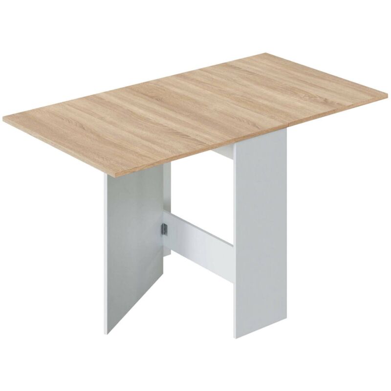 foto del prodotto dmora tavolo allungabile arid, tavolo da pranzo pieghevole con piano abbattibile, tavolo ausiliario richiudibile, 31x77h78 cm, bianco e rovere