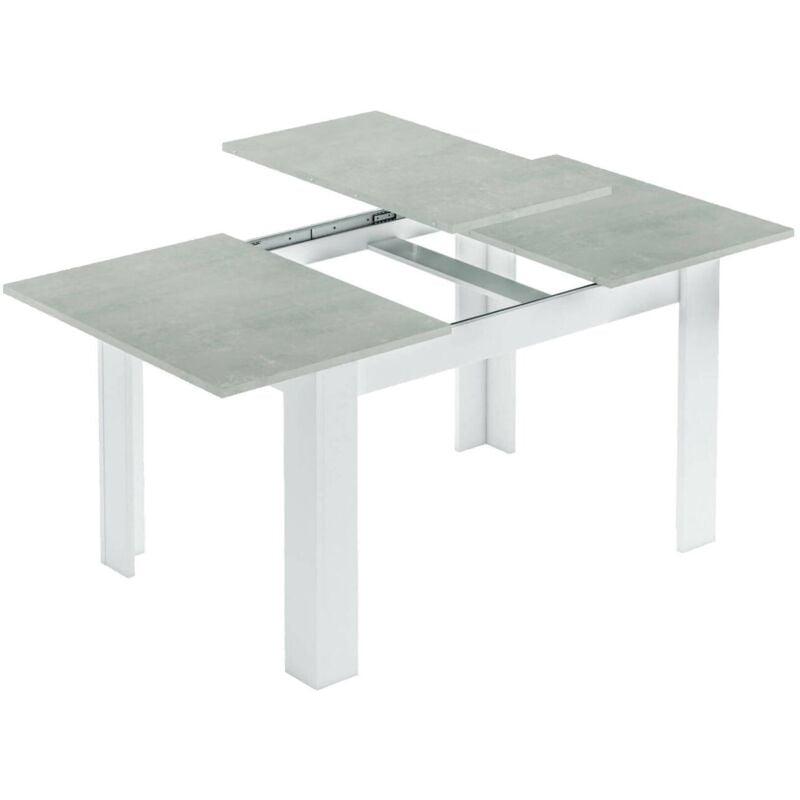 foto del prodotto dmora tavolo allungabile, consolle estensibile per sala da pranzo, tavolo apribile da cucina con prolunga, cm 140 190x90h78, cemento e bianco