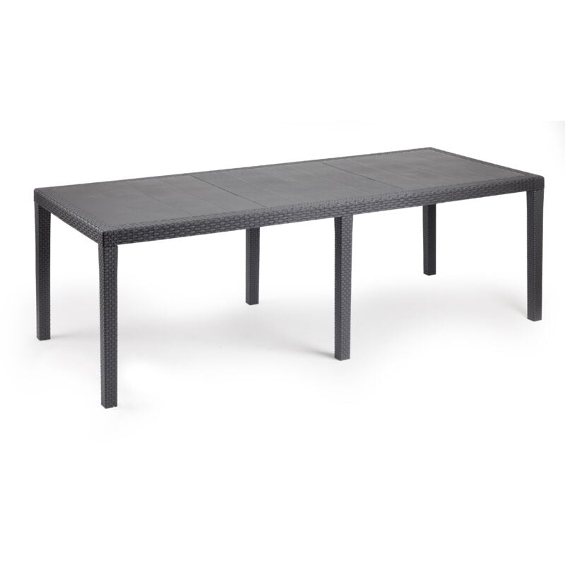 foto del prodotto dmora tavolo da esterno abbaviva, ripiano rettangolare allungabile da pranzo, tavolo da giardino estensibile effetto rattan, 100 made in italy,