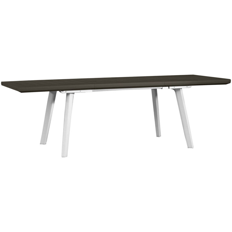 foto del prodotto dmora tavolo da esterno salisano, base per picnic, piano da pranzo da giardino, banco outdoor multiuso, 162x101 h77 cm, bianco e grigio scuro