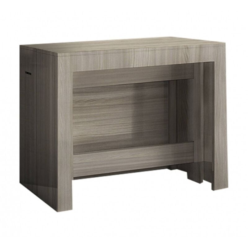 foto del prodotto dmora tavolo da pranzo moderno, made in italy, consolle allungabile fino a 12 posti, con portallunghe, cm 51x90h77 fino a 300 cm colore olmo