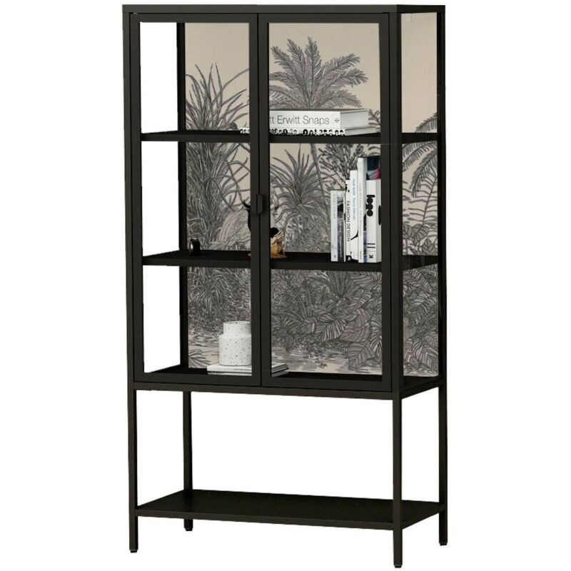 foto del prodotto dmora vetrina busseto, credenza espositiva, vetrinetta multiuso, madia da soggiorno, 80x35 h160 cm, ardesia