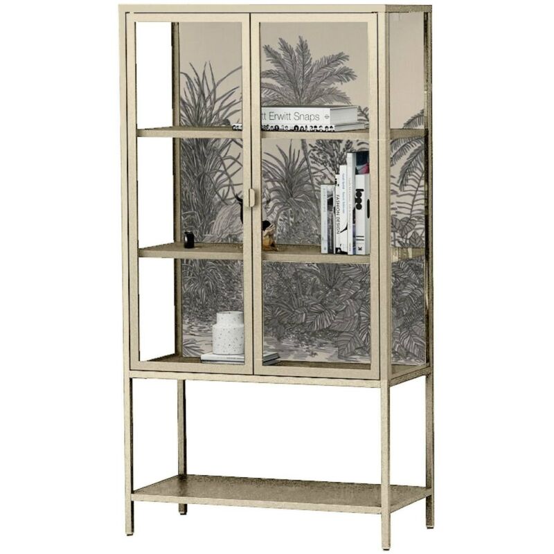 foto del prodotto dmora - vetrina busseto, credenza espositiva, vetrinetta multiuso, madia da soggiorno, 80x35 h160 cm, panna