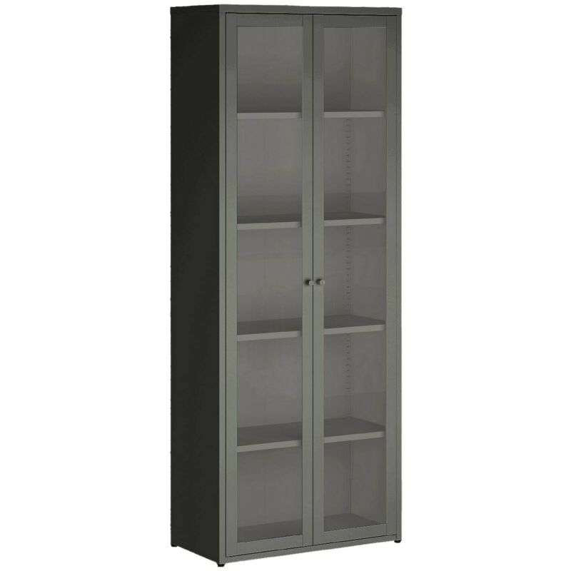 foto del prodotto dmora vetrina izano, credenza espositiva, vetrinetta multiuso, madia da soggiorno, 70x35 h180 cm, ardesia