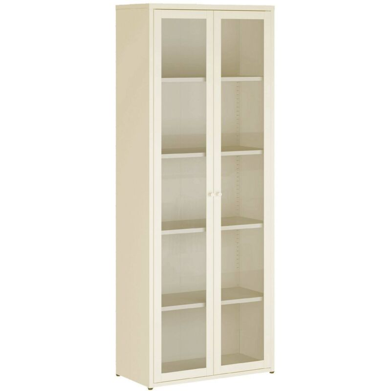 foto del prodotto dmora vetrina izano, credenza espositiva, vetrinetta multiuso, madia da soggiorno, 70x35 h180 cm, panna