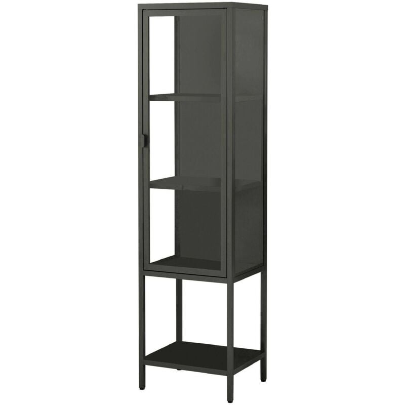 foto del prodotto dmora vetrina laces, credenza espositiva, vetrinetta multiuso, madia da soggiorno, 42x35 h160 cm, ardesia