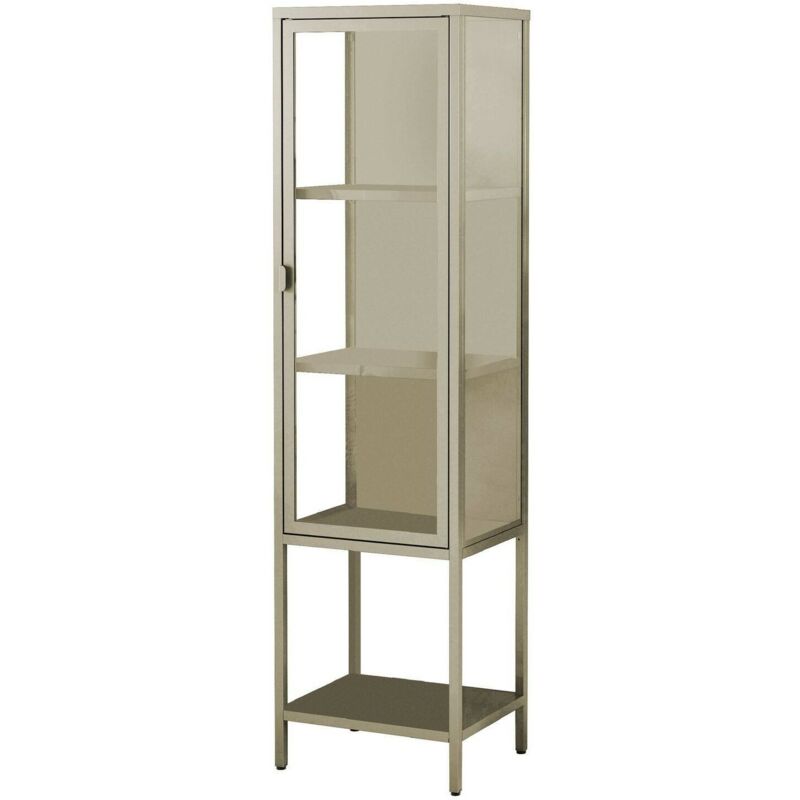 foto del prodotto dmora vetrina laces, credenza espositiva, vetrinetta multiuso, madia da soggiorno, 42x35 h160 cm, panna