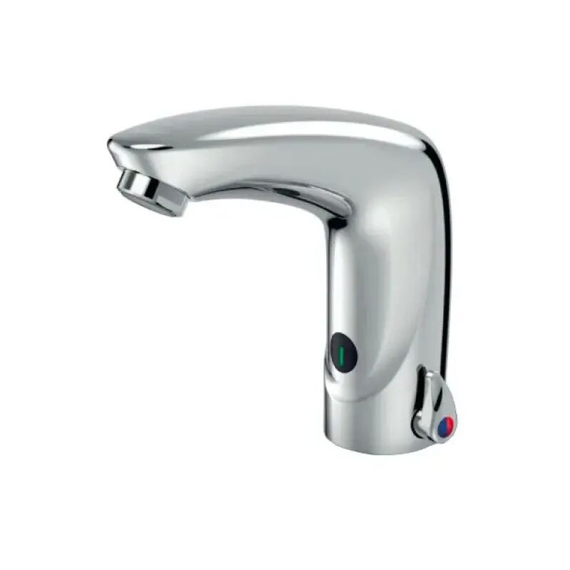 foto del prodotto dmp electronics rubinetto miscelatore automatico cromato per lavabo a corrente con sensore ad infrarossi modello settemix a filo dmp