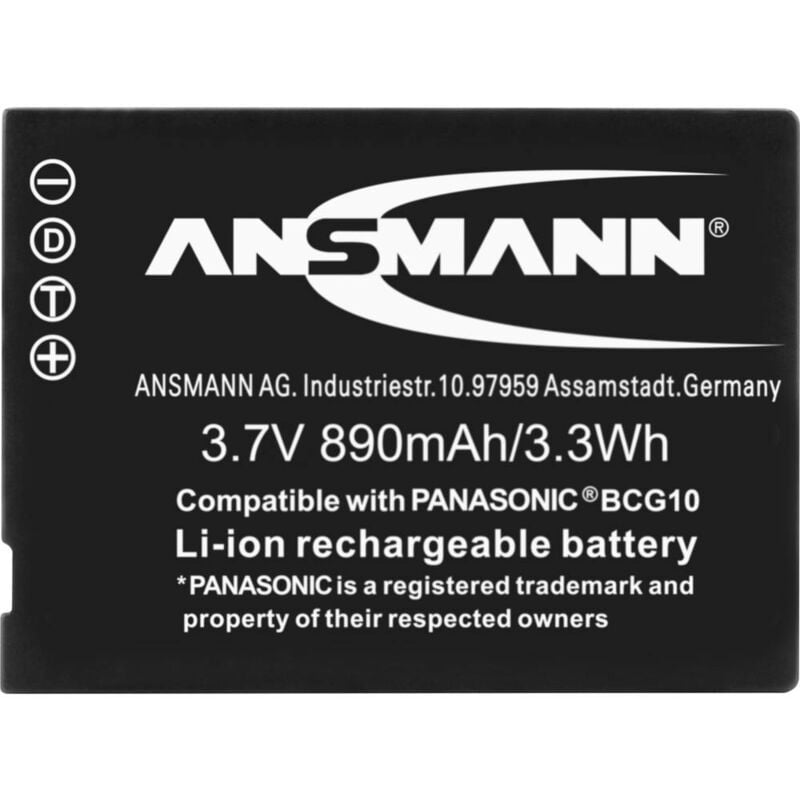 foto del prodotto dmw-bcg10 batteria ricaricabile fotocamera sostituisce la batteria originale (camera) dmw-bcg10e, dmw-bcg10 3.7 - ansmann