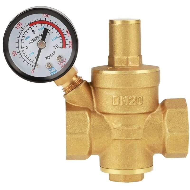 foto del prodotto dn20 r ducteur de pression d eau r glable en laiton avec manom tre manom tre, r ducteur de pression d eau r glable en laiton dn20 