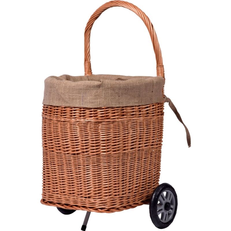 foto del prodotto dobar pratico carrello portalegna in vimini semigreggio con robusta plastica ruote, camino cestino di legno, marrone, 44 x 40 x 93 cm