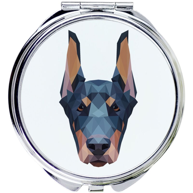 foto del prodotto doberman, dobermann i specchio con foto e scritta geometrica di art dog