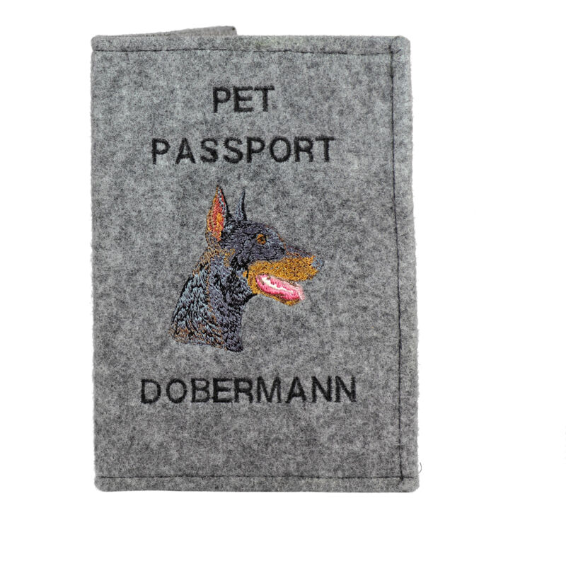 foto del prodotto doberman, dobermann ii portapassaporto per cani, portadocumenti, regalo per viaggiatori di art dog