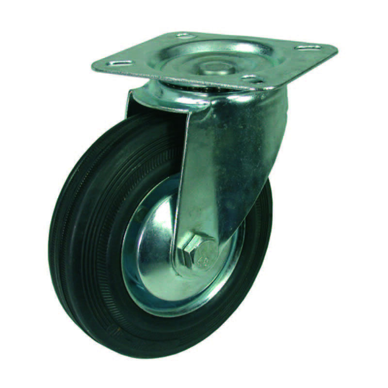 foto del prodotto doc utensili ruote industriali in gomma con piastra girevole mm.100 piastra mm.100x80