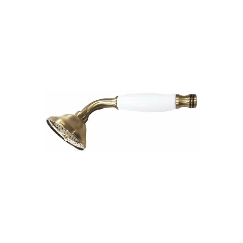 foto del prodotto doccetta in ottone colore bronzo con impugnatura bianca pollini acqua design niky doc2300.b.d.br bronzo