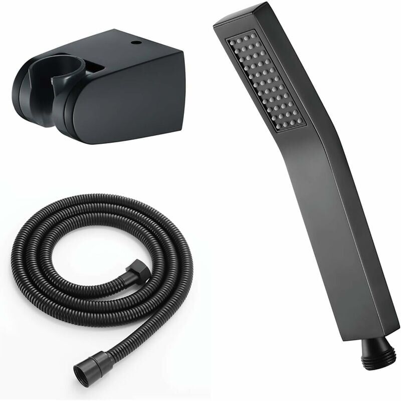 foto del prodotto doccetta in ottone doccia monofunzione doccia anticalcare con bocca in silicone con flessibile doccetta nera