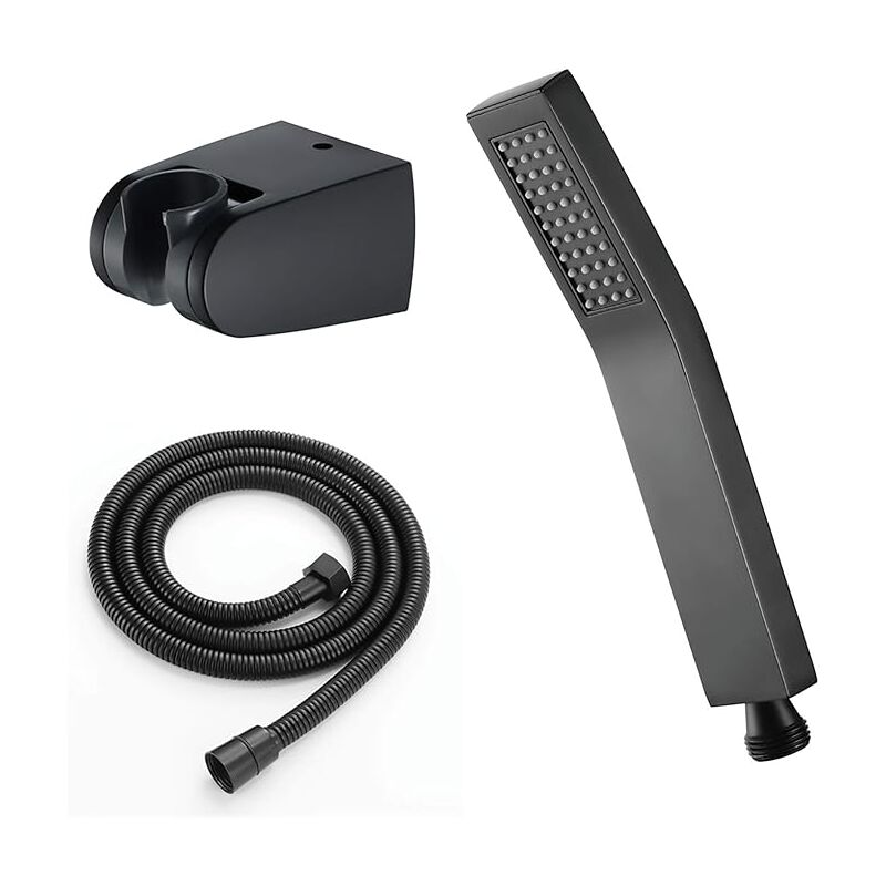foto del prodotto doccetta nero soffione doccia con flessibile e supporto set doccetta in ottone soffione doccia a parete doccia a pioggia soffione doccia risparmio