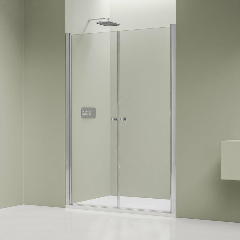 foto del prodotto doccia a nicchia con porte a doppio battente nt218 nano real glass colore e larghezza del profilo selezionabili cromo, 880mm