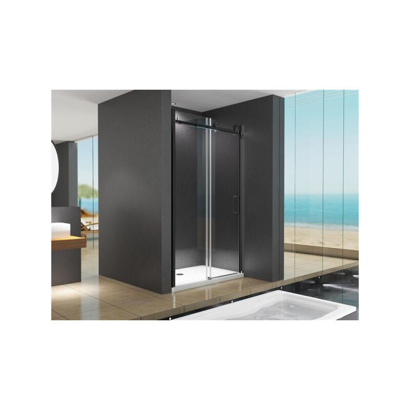 foto del prodotto doccia a nicchia viktoria 135x195 cm con porta scorrevole - nero - buylando