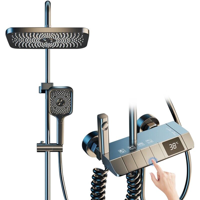 foto del prodotto doccia a pioggia con soffione ad alta pressione da 12 pollici, soffione doccia quadrato, bagno, miscelatore a pioggia di lusso