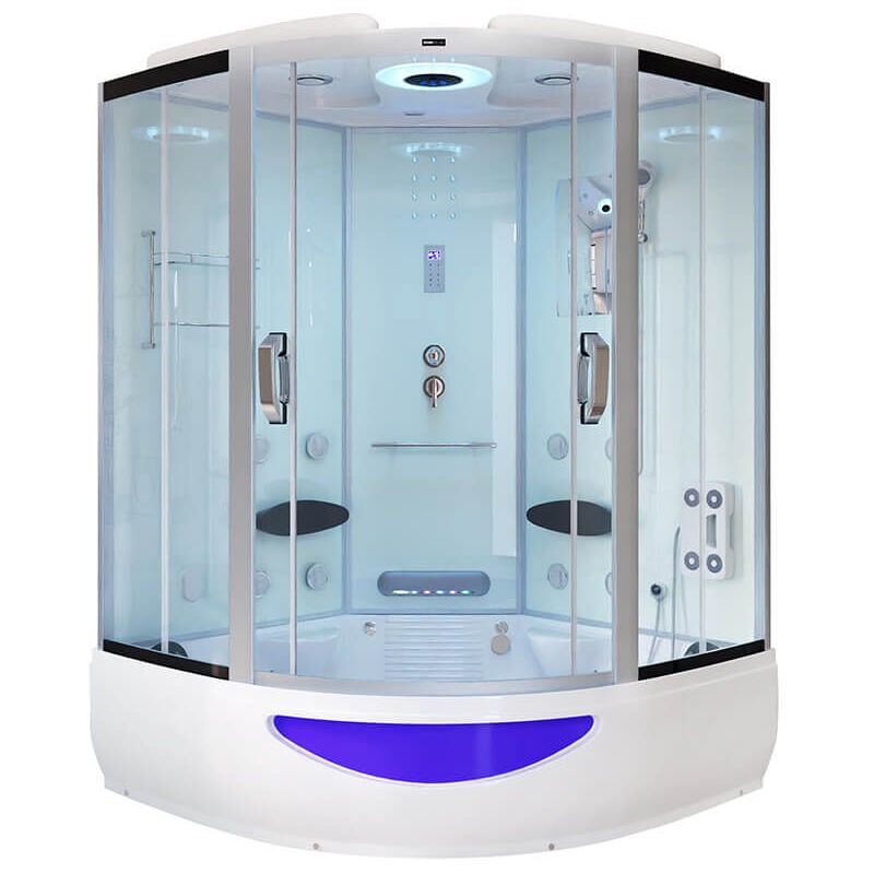foto del prodotto doccia a vapore con funzione idromassaggio e sauna a vapore exclusive 150 x 150 cm bianco home deluxe