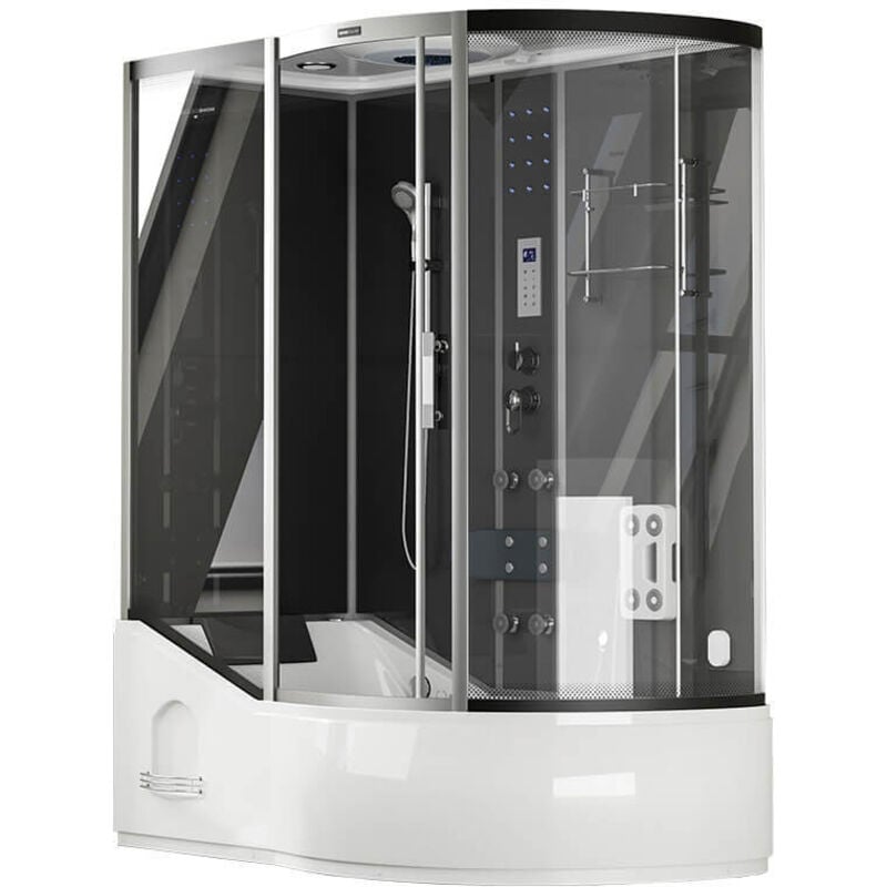 foto del prodotto doccia a vapore con idromassaggio allin 4in1 170 x 90 nero display laterale destra home deluxe