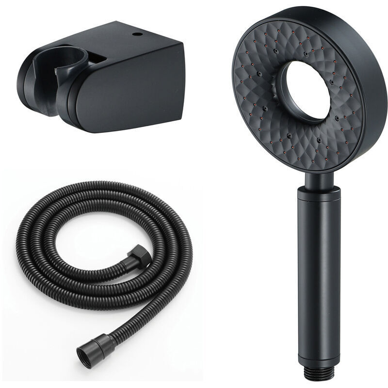 foto del prodotto doccia ad alta pressione, cinghia per doccetta rotonda in abs, tubo flessibile per doccia in acciaio inossidabile da 1,5 m, doccetta a 3 funzioni con