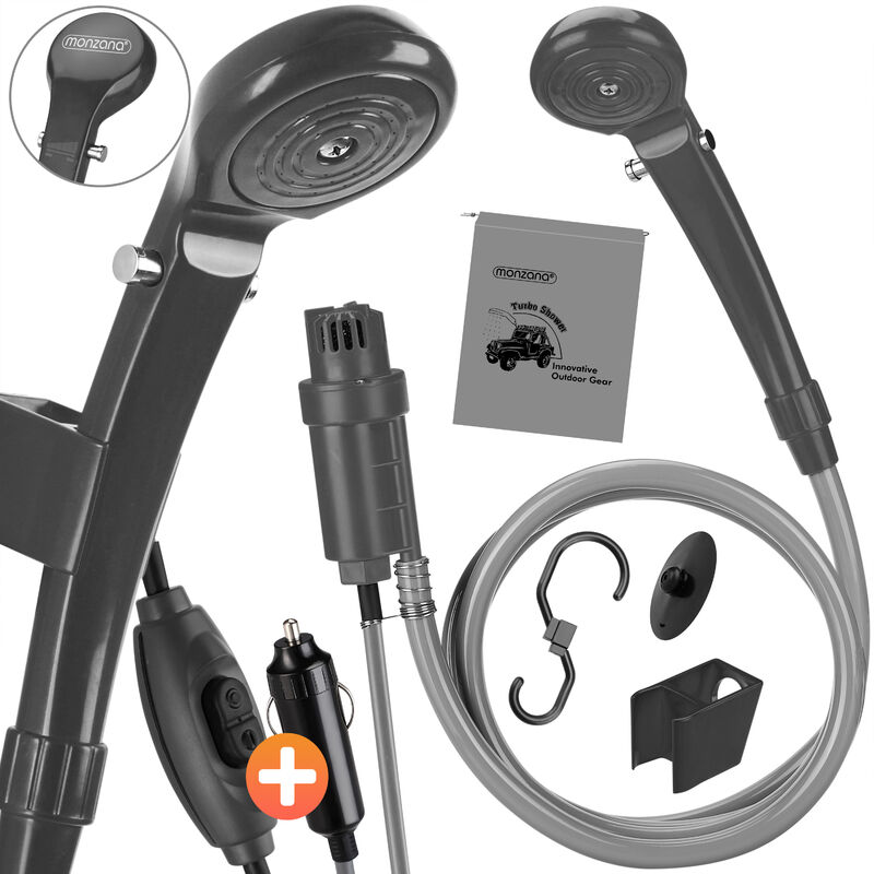 foto del prodotto doccia da campeggio adattatore per auto 12v custodia tubo 2m cavo alimentazione 5m lavaggio per auto doccia per cani doccia da giardino pompa ad