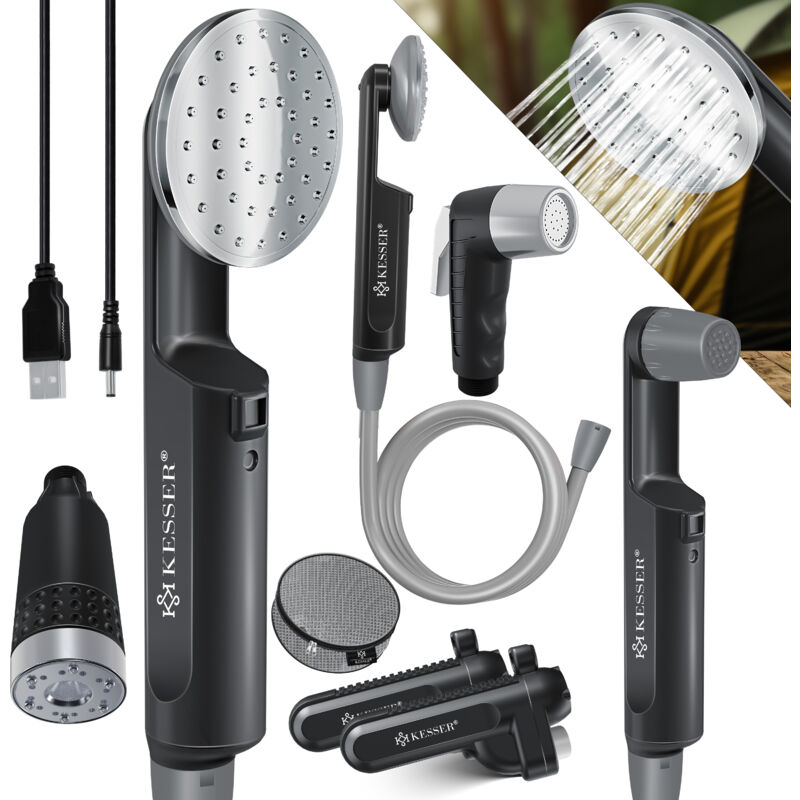 foto del prodotto doccia da campeggio con pompa sommersa a batteria ricaricabile 2x 2200mah batteria al litio cavo di ricarica usb per campeggio giardino auto