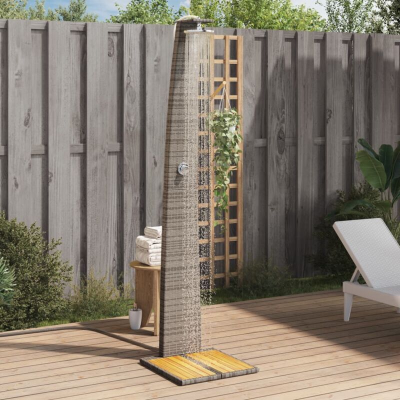 foto del prodotto doccia da esterno grigia 55x60x224 cm polyrattan e legno acacia vidaxl